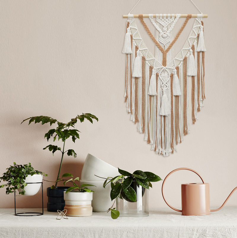 Macrame Wall Hanging - Multi-Tassel Design (Tan)