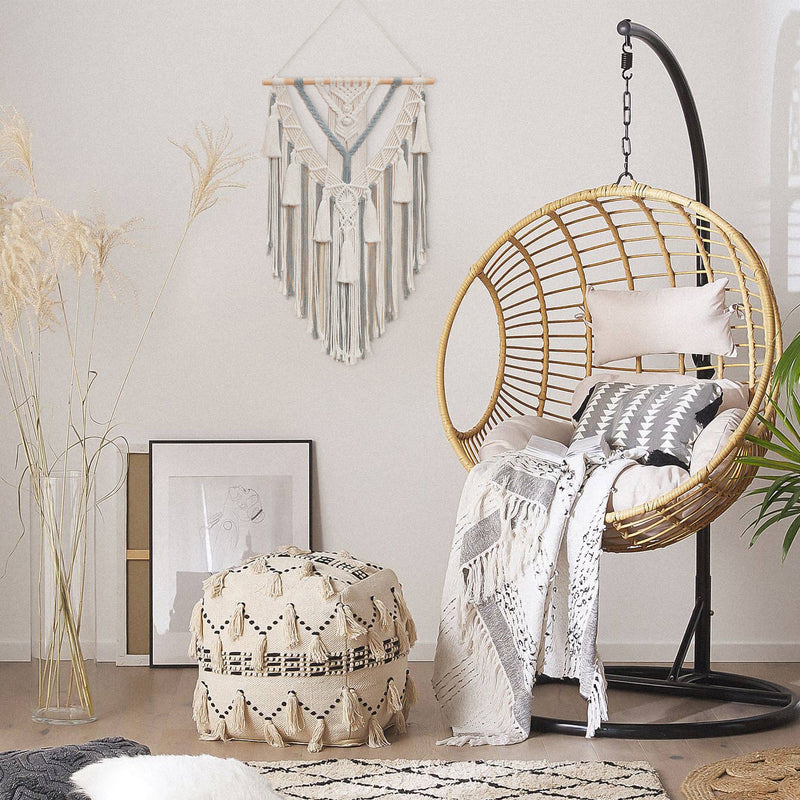 Macrame Wall Hanging - Multi-Tassel Design (Gray)