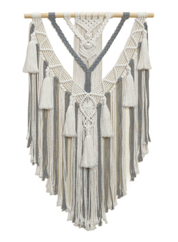Macrame Wall Hanging - Multi-Tassel Design (Gray)