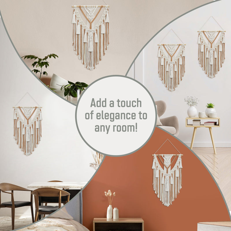 Macrame Wall Hanging - Multi-Tassel Design (Tan)