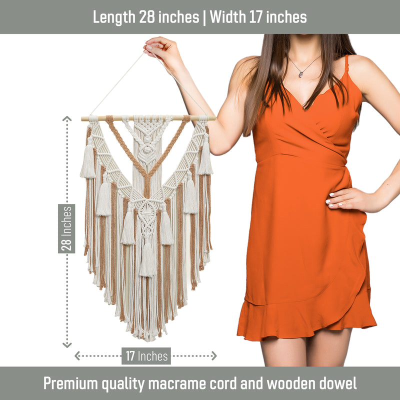 Macrame Wall Hanging - Multi-Tassel Design (Tan)