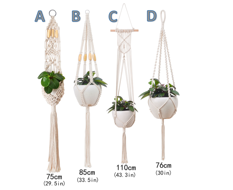 Macrame Plant Hanger - Set of 4 plant hangers for Indoor and Outdoor Usage