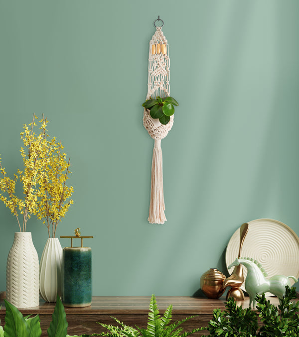 Macrame Plant Hanger - Set of 4 plant hangers for Indoor and Outdoor Usage