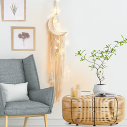 Macrame Moon Dream Catcher with Fairy Lights