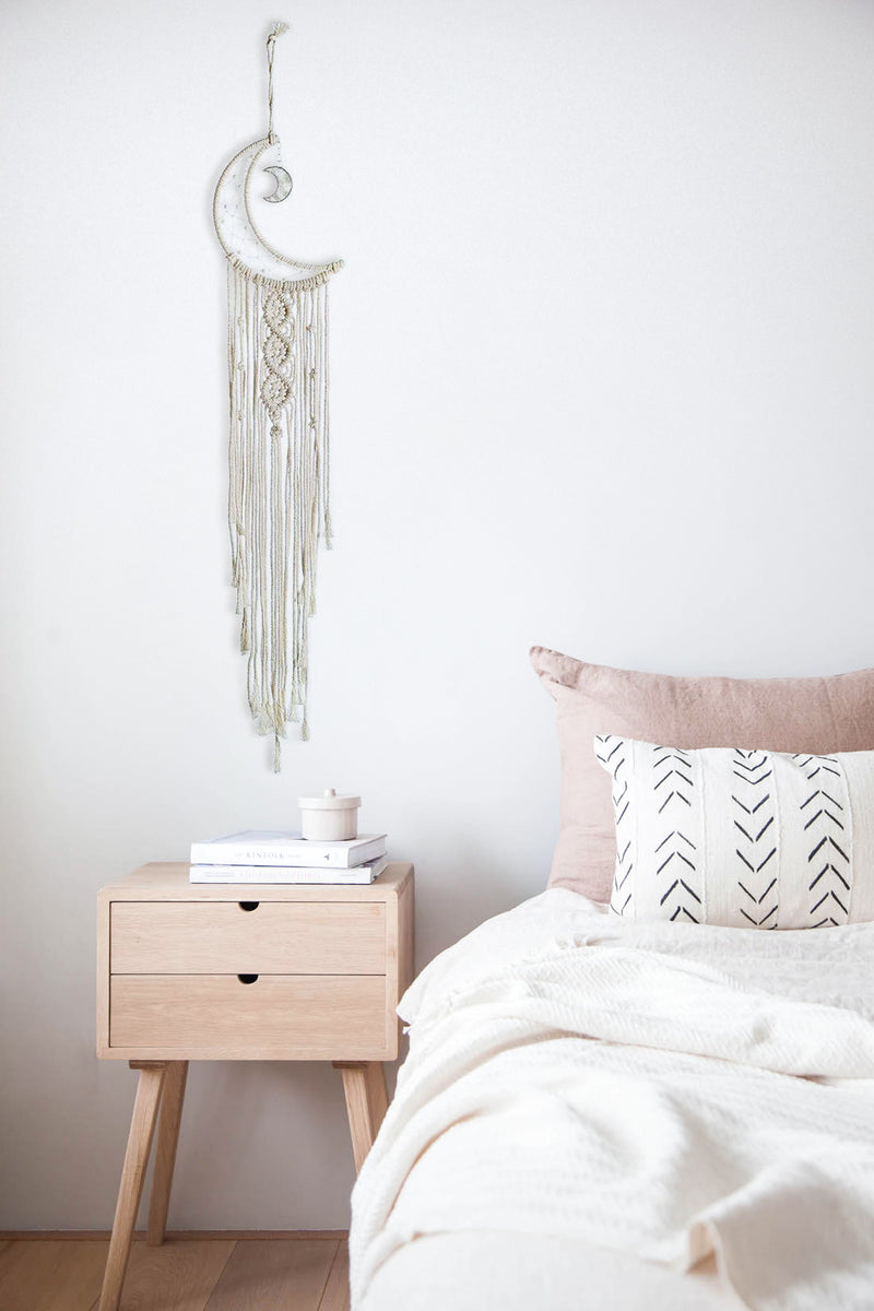 Macrame Moon Dream Catcher with Fairy Lights