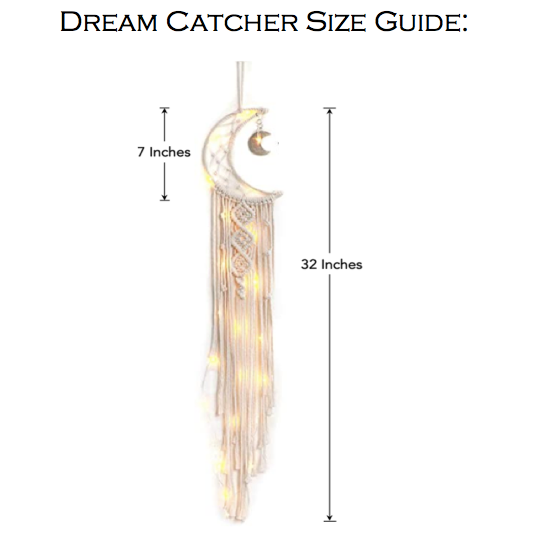 Macrame Moon Dream Catcher with Fairy Lights