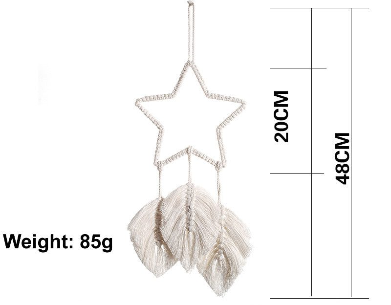 Macrame Leaf Star Dreamcatcher With Fairy Lights