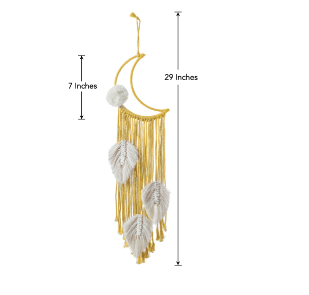 Moon Dream Catcher - Yellow Moon With Leaves