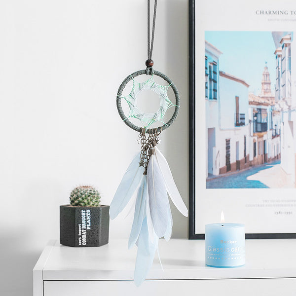 Car Dream Catcher with Natural Feathers