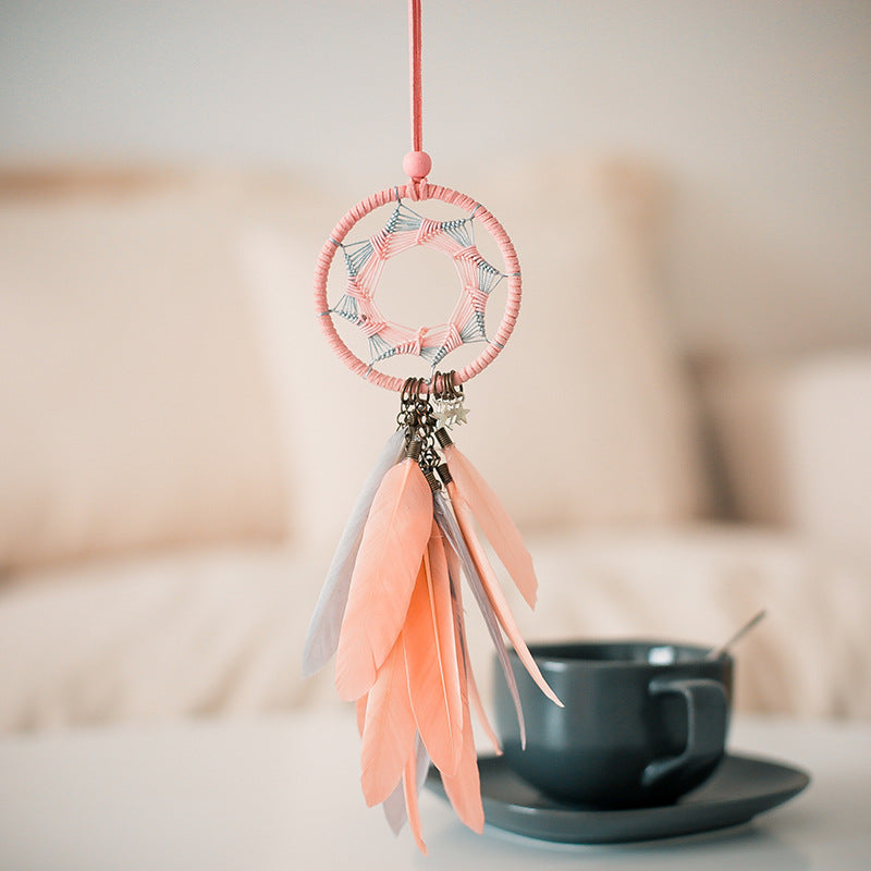 Car Dream Catcher with Natural Feathers